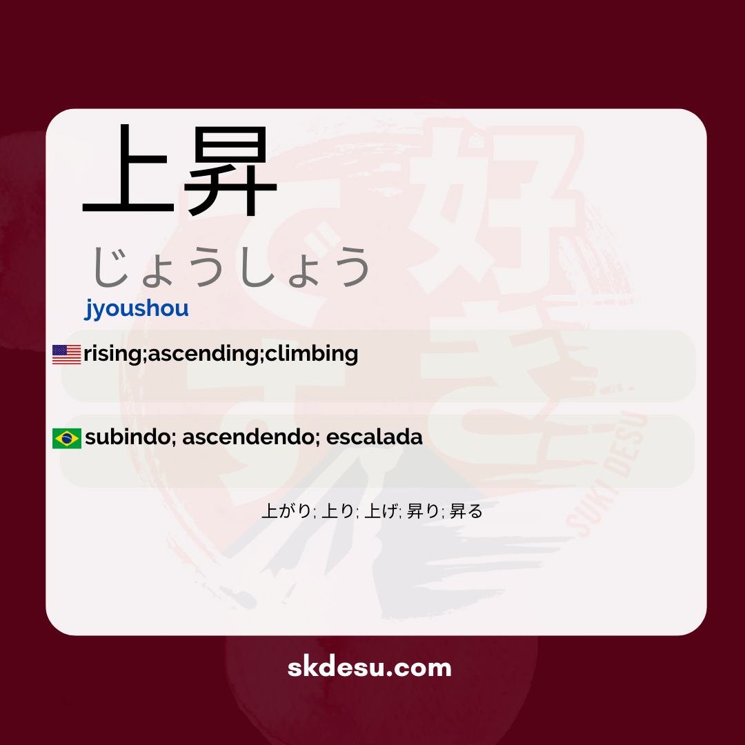 上昇 translates to "aumento" in Portuguese.