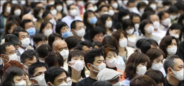 Doente resfriado gripe no japão