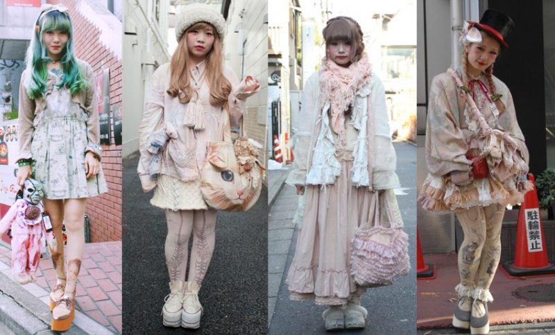 Japanese styles - harajuku - lolita - visual kei - decora - gyaru - fairy kei - cult party kei - seifuku kei - dolly kei - mori girl - otome kei - shironuri fashion