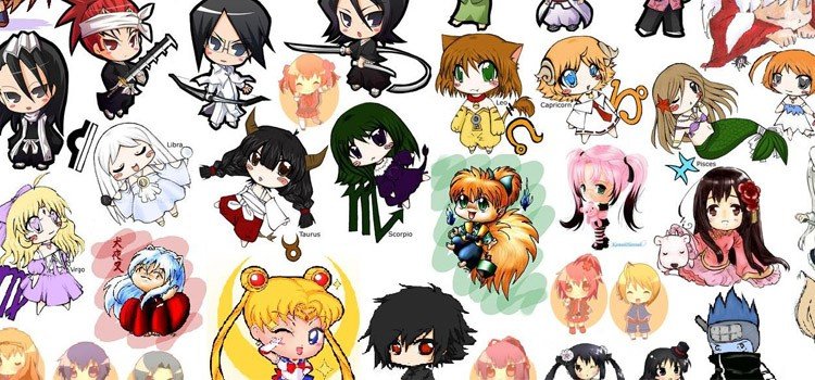 Personagens e animes chibi e super deformed