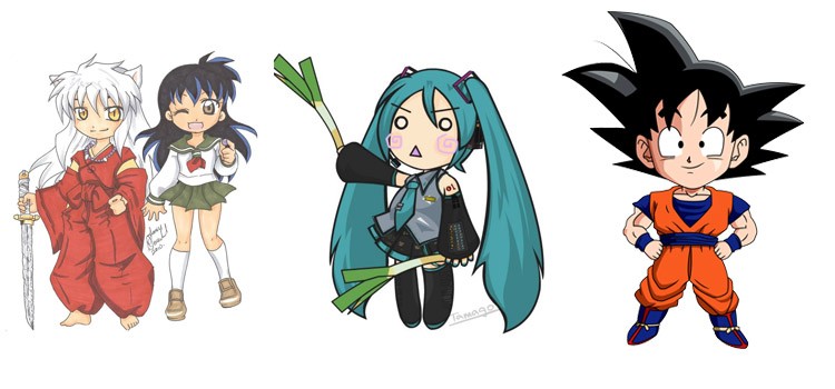 Personagens e animes chibi e super deformed