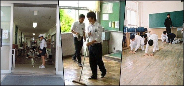 Como os alunos fazem a limpeza das escolas no japão?