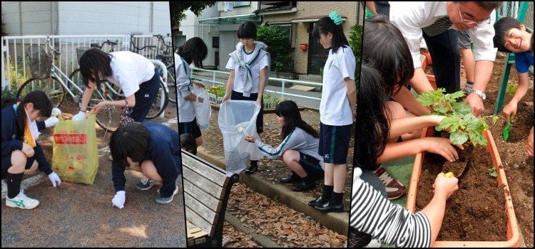 ทำความสะอาดโรงเรียนนักเรียนญี่ปุ่น