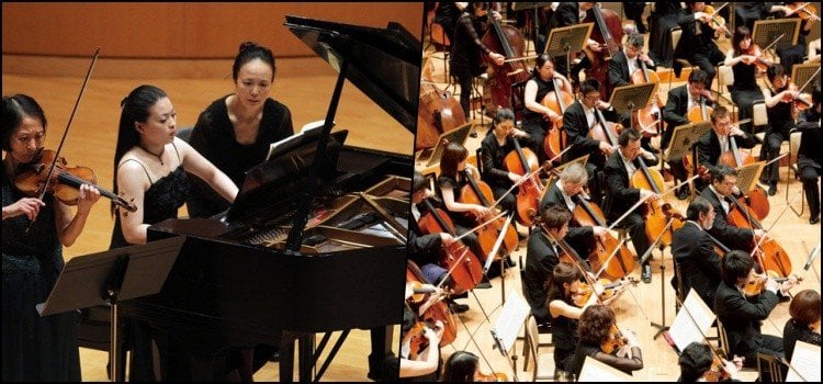 일본어 학교에서 오케스트라와 합창단