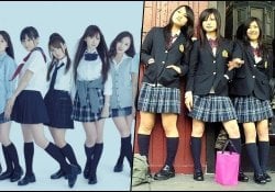 日本の学校の制服の短いスカート