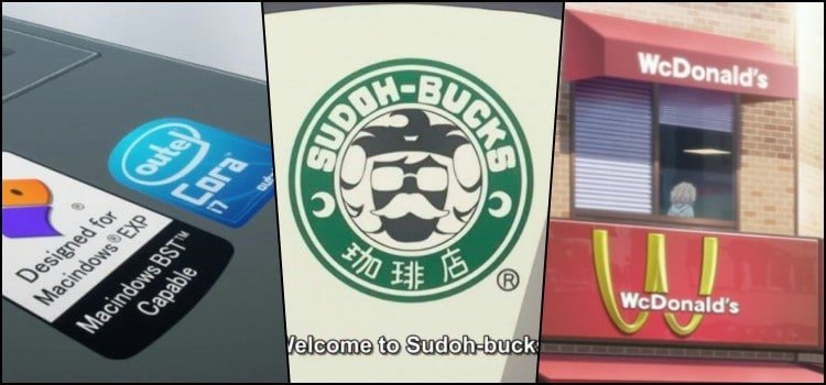 Brands and companies parodied in anime