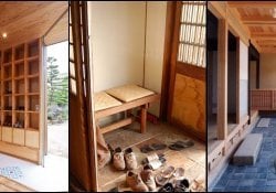 Genkan - Eingangshalle, in der die Japaner ihre Schuhe ausziehen