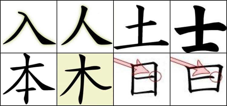 Ideogram dan kanji terlihat serupa, serupa, serupa