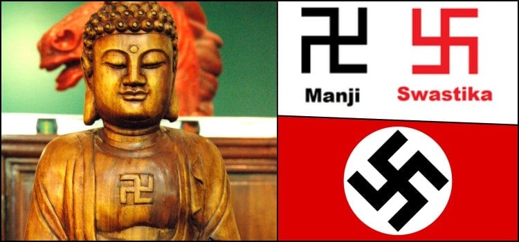 Nazi-Hakenkreuz und buddhistisches Hakenkreuz - Unterschiede