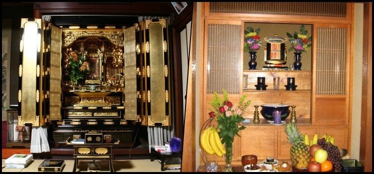 Butsudan/Butsudan SHABBY Gris/Altar budista en material compuesto con luz opcional/Templo budista/WhiteDesign Butsudan 