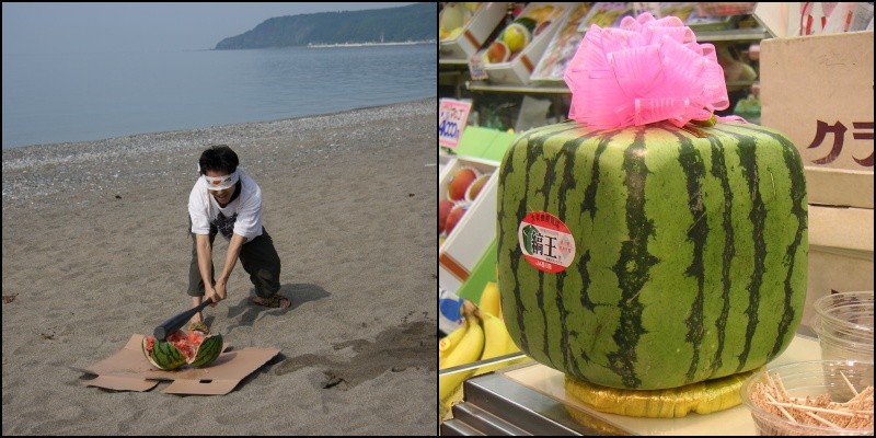 Quadratische Wassermelonen in Japan