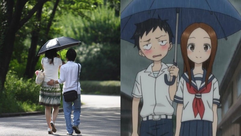 Aiaigasa - romantische Geste, den Regenschirm zu teilen