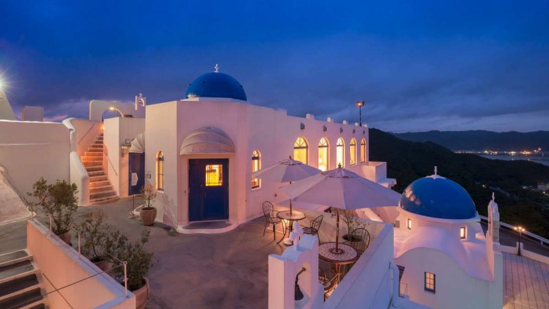 Villa santorini conhecendo o mundo em lugares estrangeiros do japão