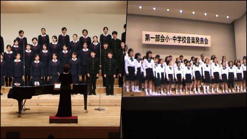 일본어 학교에서 오케스트라와 합창단