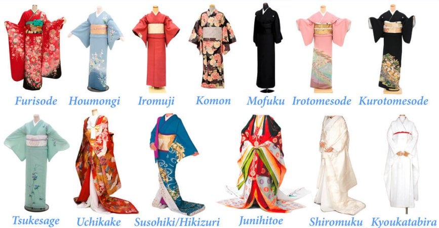 กิโมโน - ชิ้นส่วนและเครื่องประดับของเสื้อผ้าญี่ปุ่นแบบดั้งเดิม