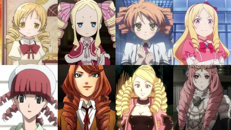 Anime hair types, hairstyles and shapes - drill - screw