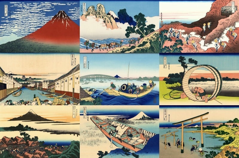 Die große Kanagawa-Welle und 36 Ansichten des Fuji