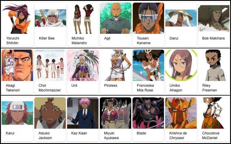 - karakter anime hitam - wanita dan pria