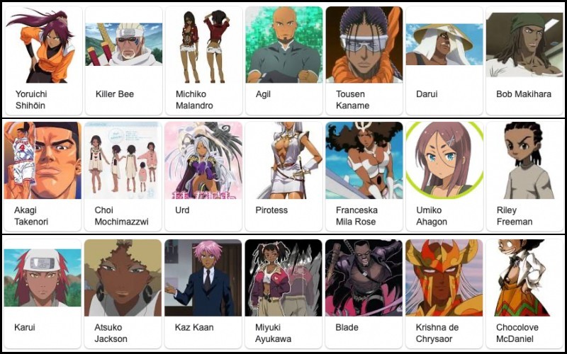 - black anime characters - female and male