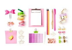 Clipboard mockup and school stationery