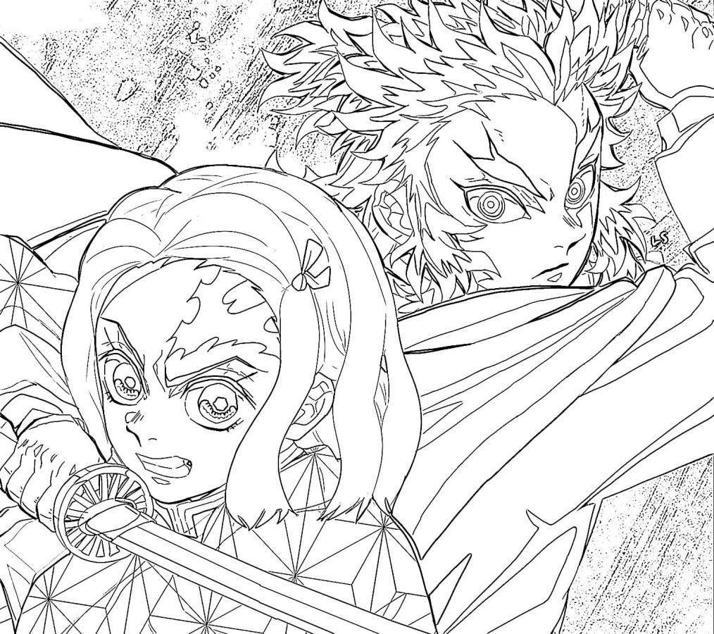 Inosuke e Zenitsu para colorir