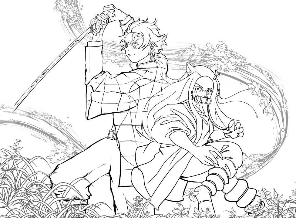 Para Colorir Demon Slayer - Imprimir