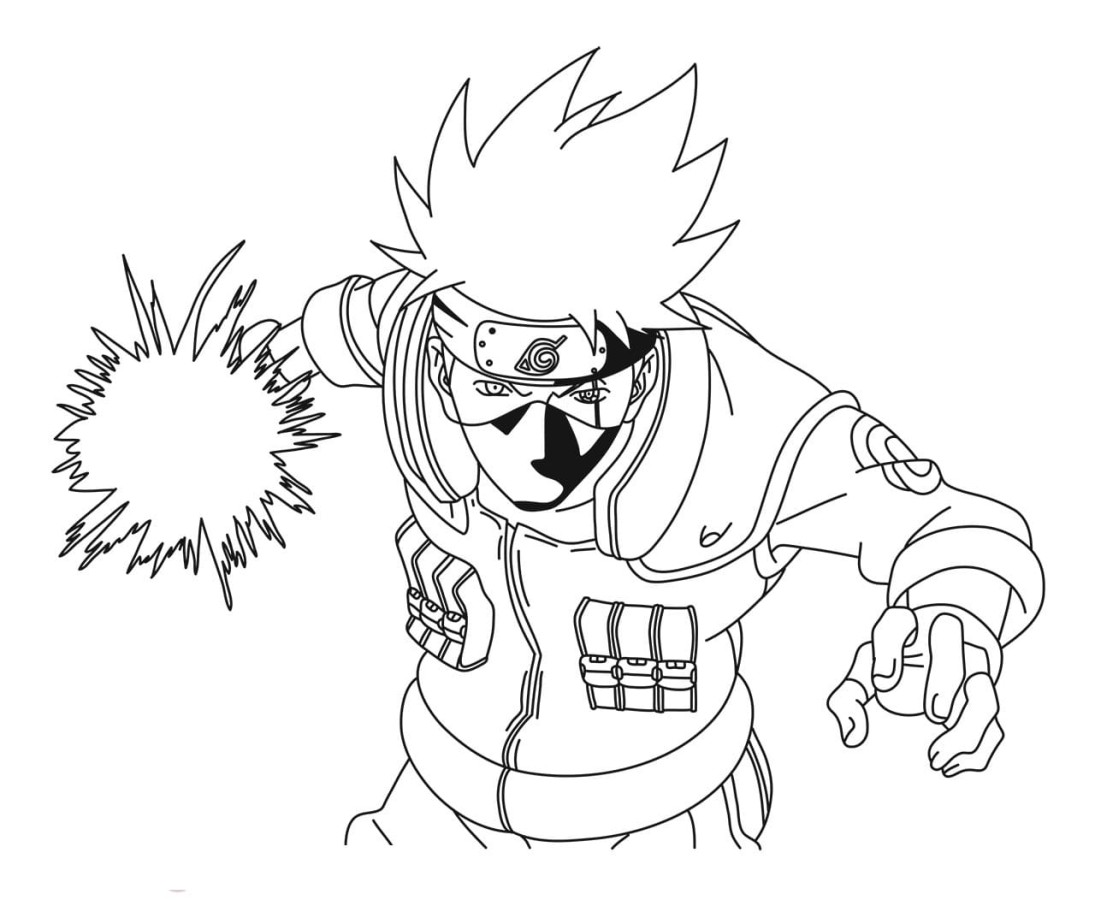 Kakashi com kunai para colorir - Imprimir Desenhos