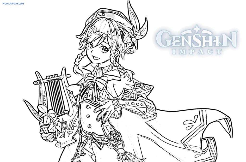 genshin impact coloring pages to color, download and print