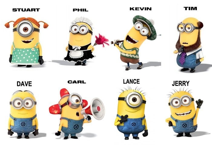 Know the names of minions - full list