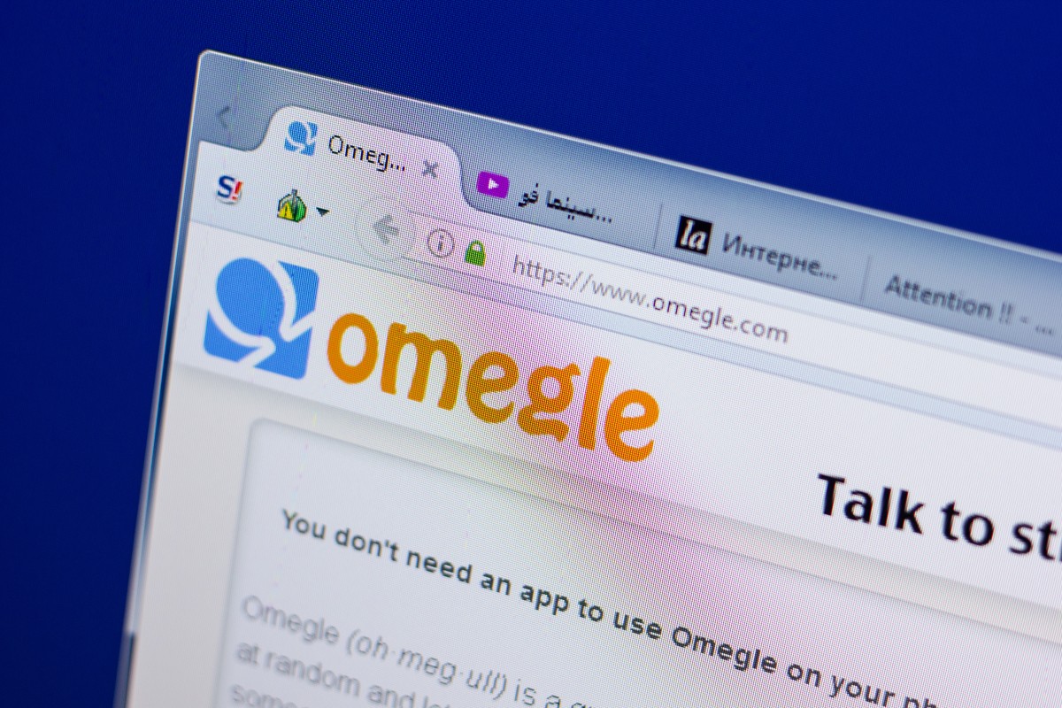 Rjasan, Russland - 16. Juni 2018: Homepage der Omegle-Website auf dem Display von PC, URL - Omegle. Mit
