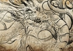 bosquejo del tatuaje del dragón japonés