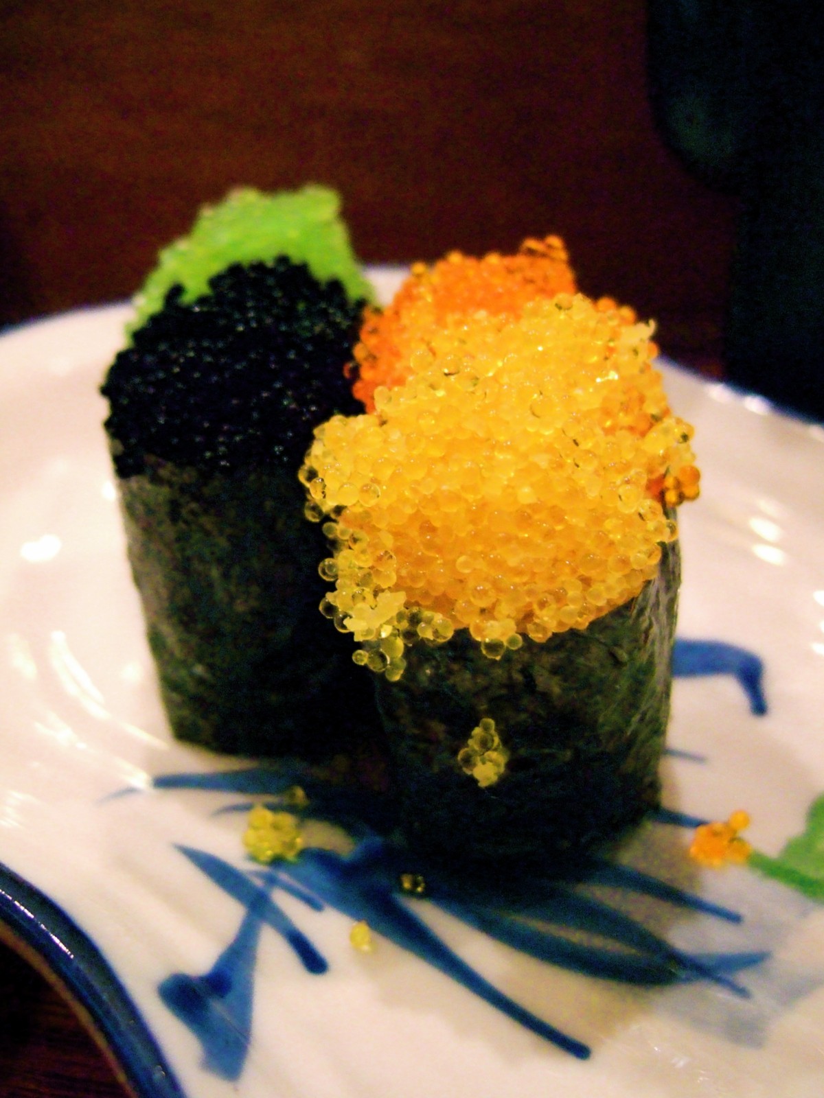 Spicy tuna rolls and salmon sushi