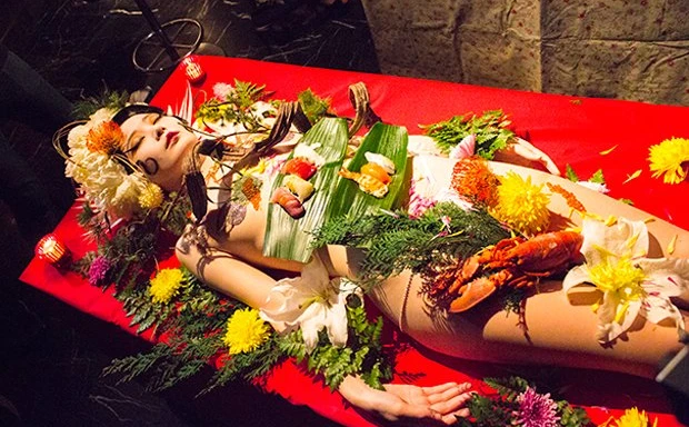 Nyotaimori - sushi on a woman's body