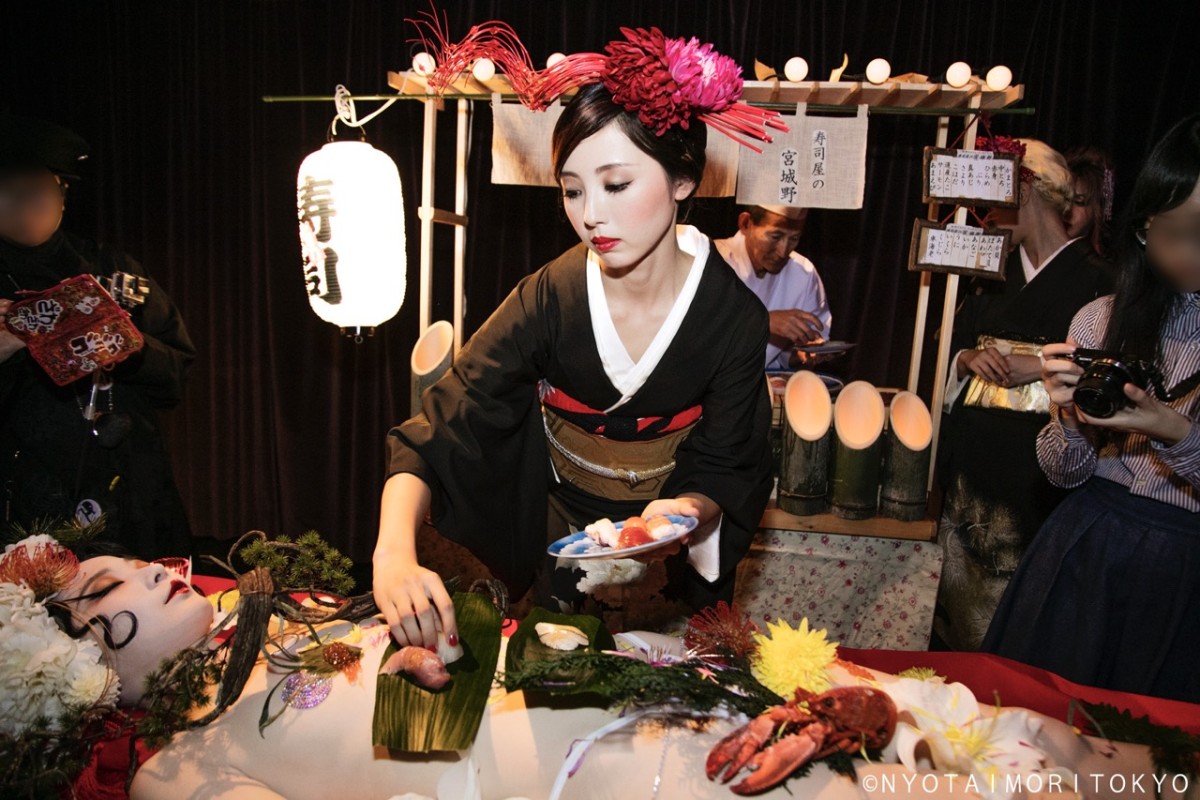 Nyotaimori - sushi on a woman's body